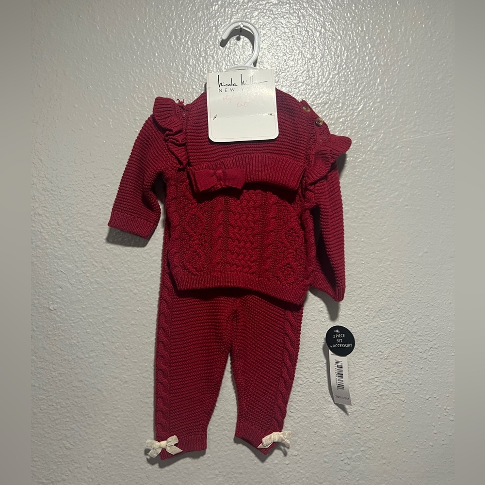 Nicole Miller Red Baby Sweater Set
